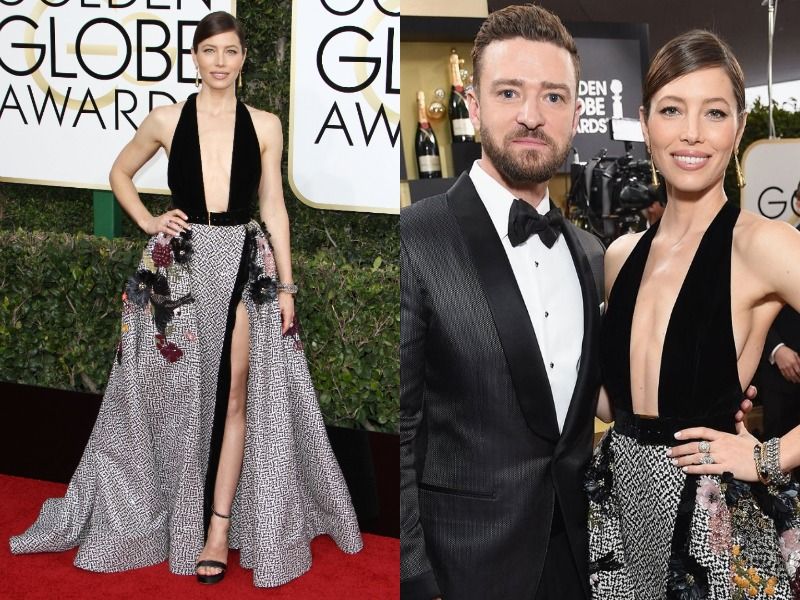 Jessica Biel in Elie Saab (2017 Golden Globes)