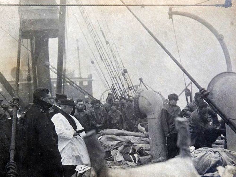 Priest Praying Over Titanic Victims 